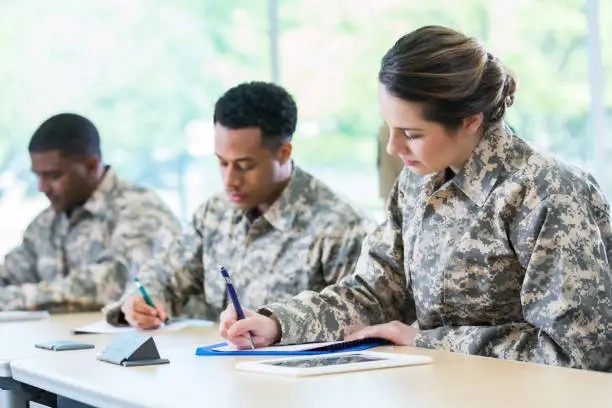 Military member in professional setting